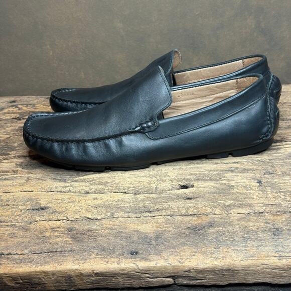 Aldo Men’s Black Leather Driving Loafers Size 9 EU 42 Slip On Moc Toe Shoes - Picture 5 of 9